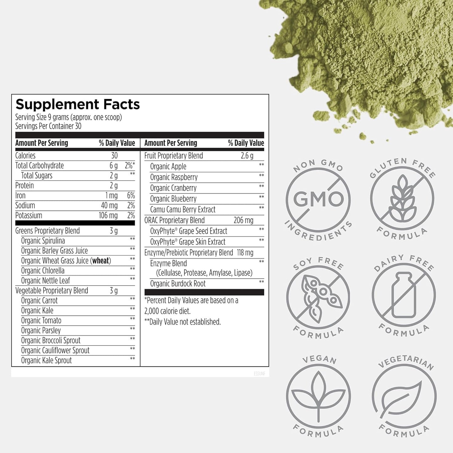 Designs for Health EssentiaGreens and Reds (Unflavored, 30 Servings), Vegan Superfood Powder with Spirulina, Kale, Apple & More, for Daily Nutrition and Digestive Health