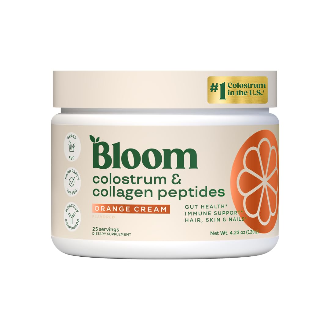 Bloom Nutrition Bovine Colostrum Powder with Vitamin B-12 for Gut Health, Immune Support, Hair Growth & Beauty Supplement | Unflavored, 25 Servings