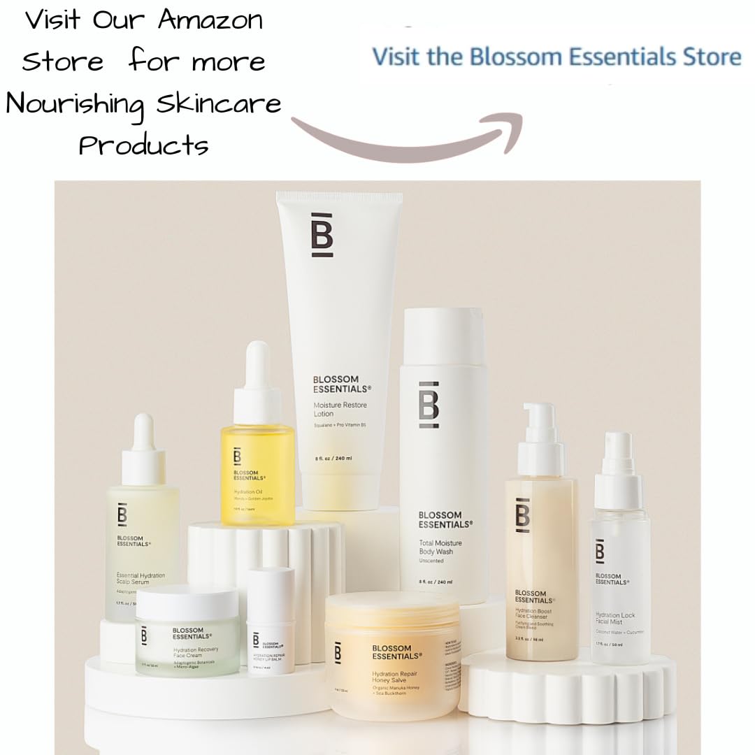 Blossom Essentials Honey Salve - Organic Manuka Honey Hydration Repair - Eczema Relief for Dry, Itchy, Sensitive Skin - Soothing Moisturizer & Balm for Kids, Adults - Made in USA - 4oz