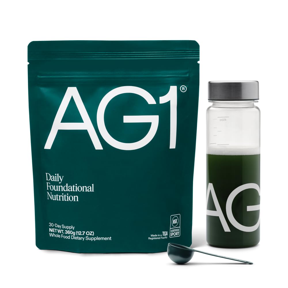 AG1 Greens Powder Supplement | Improve Gut Health | Multivitamin, Probiotic, Gluten Free, Vegan and Keto Friendly | 75 Vitamins (Athletic Greens) - Family Value Kit, Classic Formula