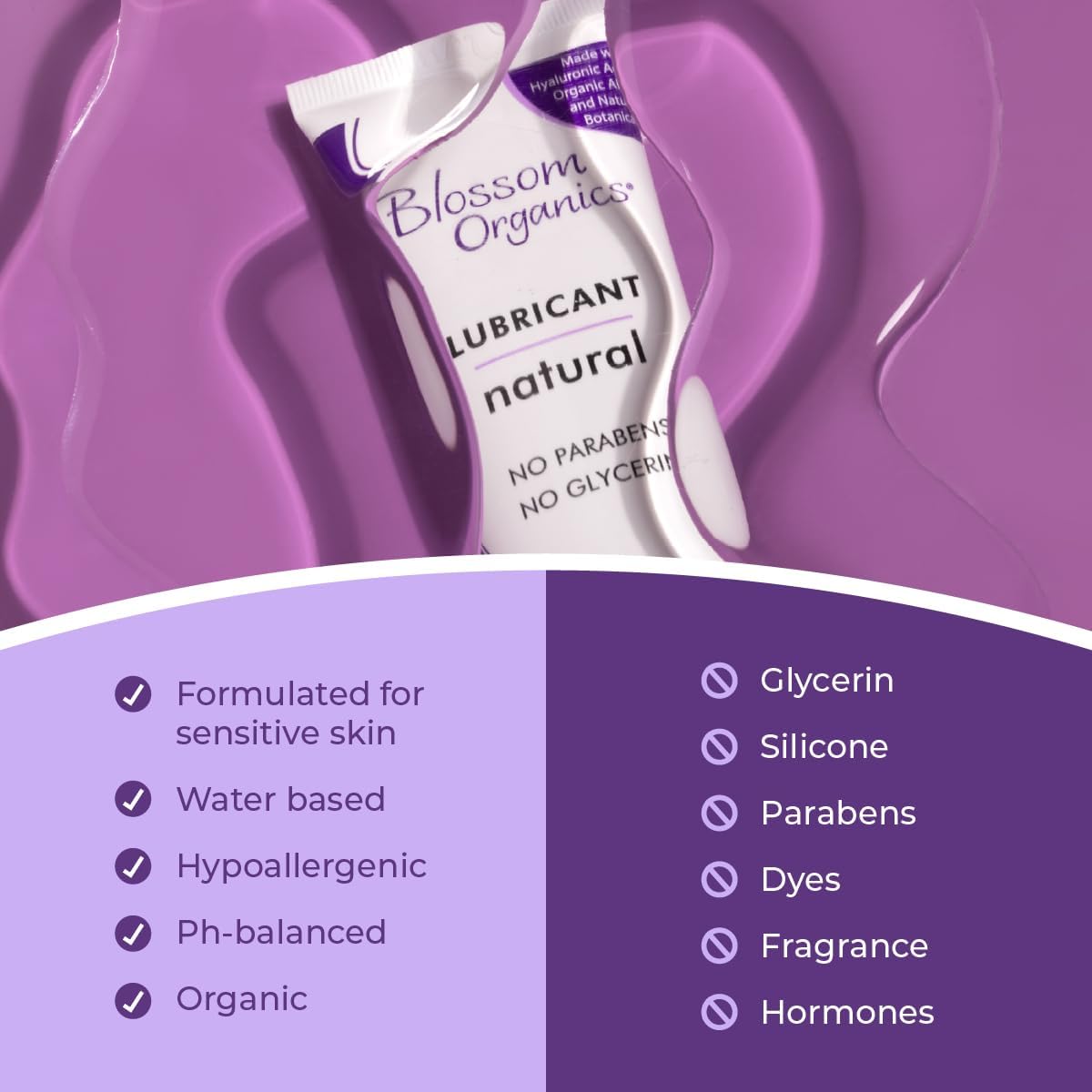 Blossom Lube Organics Personal Lubricant for Women 4 Fl Oz - pH Balanced, Non-Irritating, Water Based Personal Lubricant, Free of Harsh Ingredients, Toy Friendly