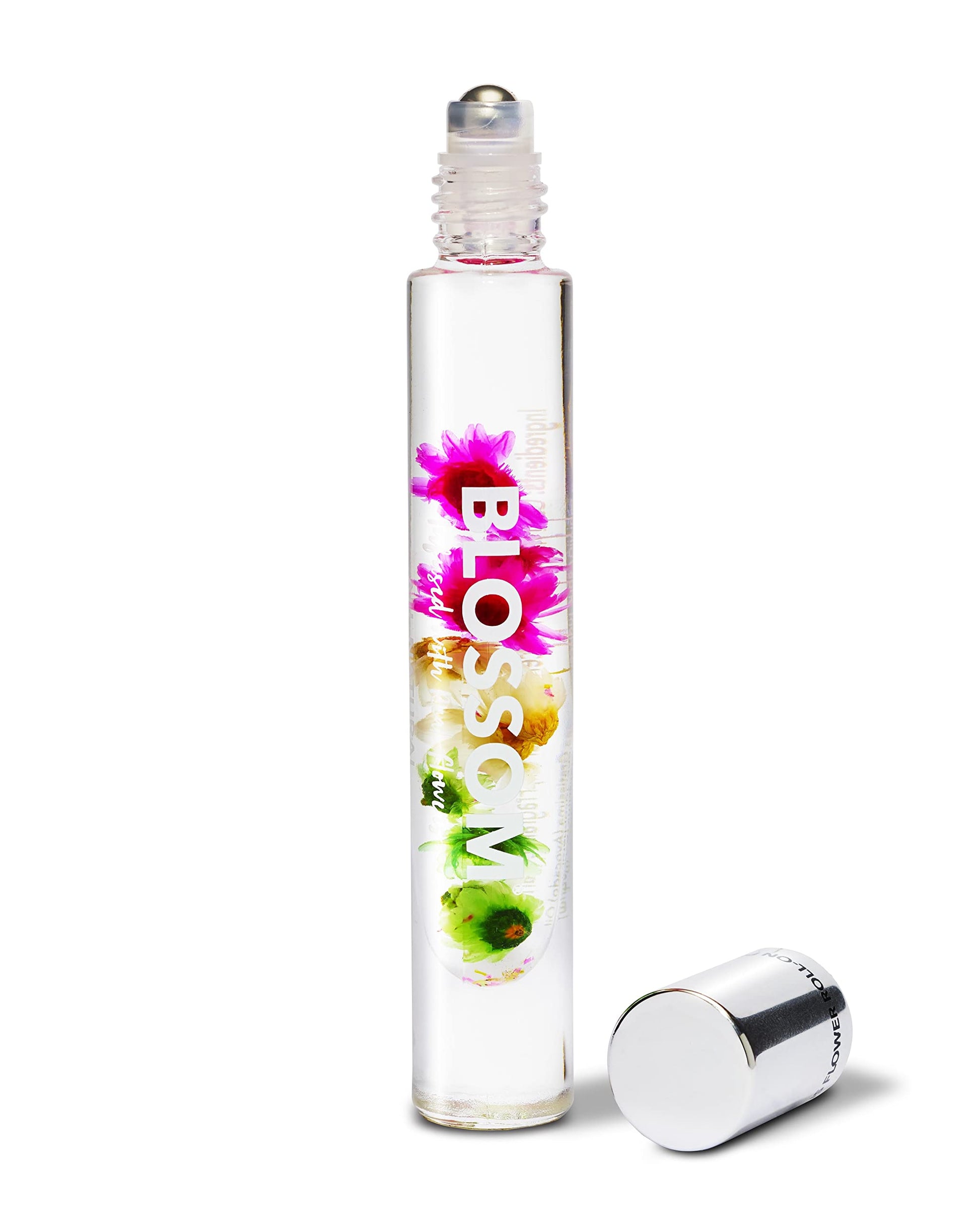 Blossom Roll on Perfume for Women Alcohol Free Rollerball Perfume Oil with Essential Oils, Infused with Real Flowers, Made in USA, 0.20oz (Rose, Violet, Lily, Magnolia, Amber, Cedarwood), Rose