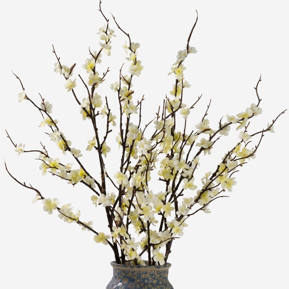 LESING 4pcs Artificial Cherry Blossom Stems,41.4" Realistic Fake Silk Long Stems Artificial Flower Branches for Floor Table Home Wedding Decoration (Light Pink -1)