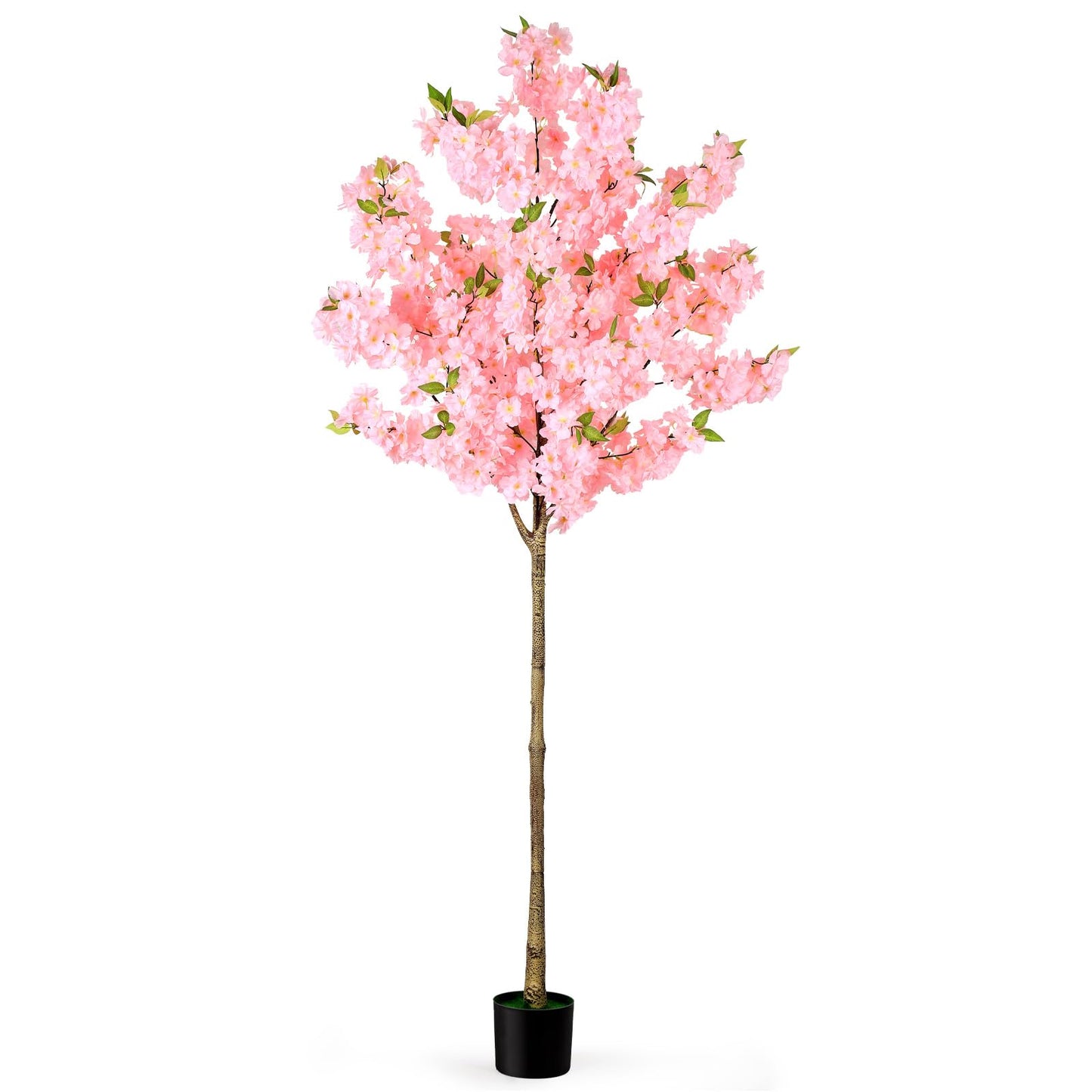 OUSHENG Artificial Cherry Blossom Tree, Fake Plants Indoor Decor, Faux Pink Sakura Flowers for Living Room Home House Entryway Bedroom Office Inside Decorations, 4FT