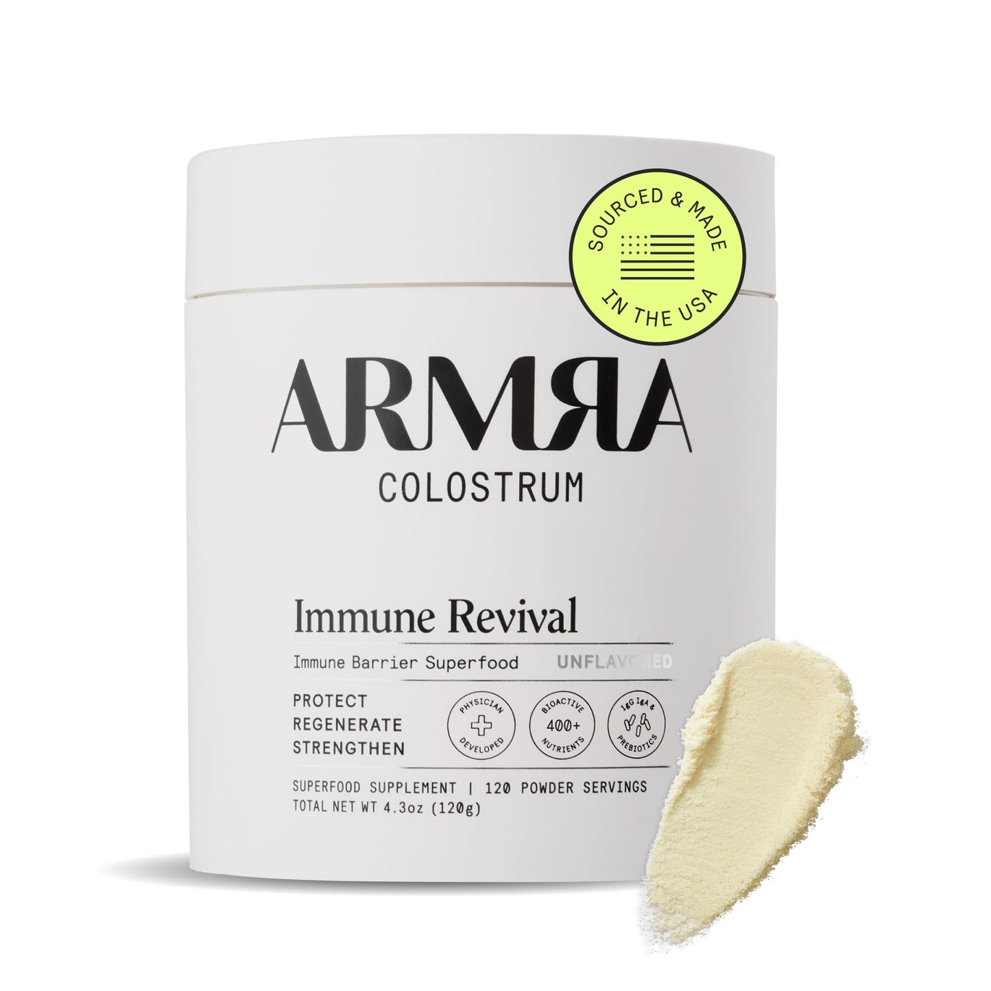 ARMRA Colostrum™ Powder | Unflavored | Gut Health & Bloating | Skin & Hair | Immunity | Keto, Gluten & Fat-Free | 120 Servings