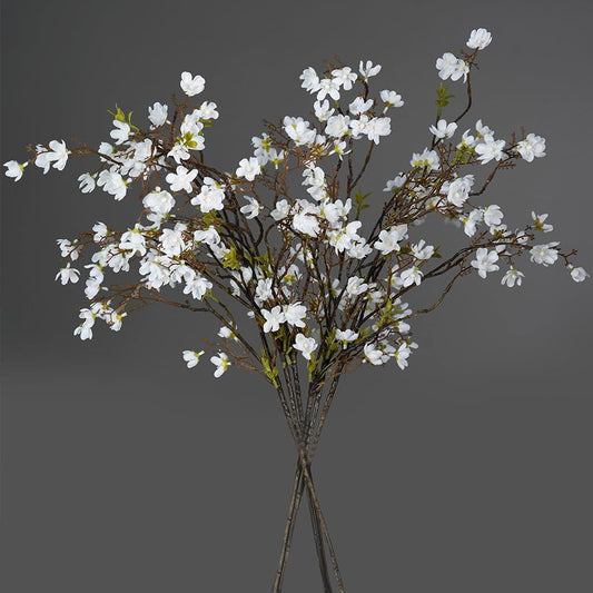 Melorca&Guilla Cherry Blossom Branches,3PCS 35" Artificial Silk Cherry Blossom Flowers, Faux Stems Vase Branches Artificial Plants for Shop Garden Office Home Décor (3, White Cherry Blossom)