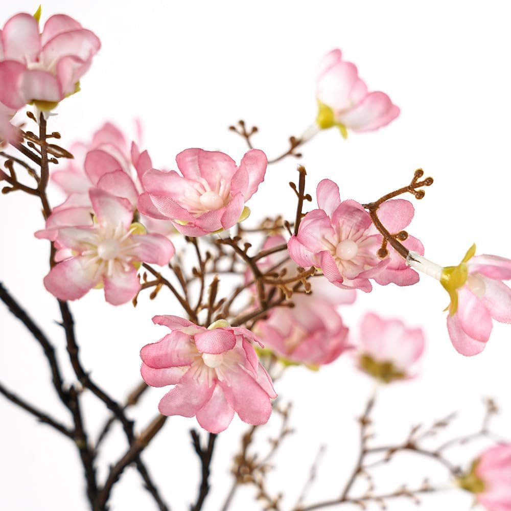 Melorca&Guilla Cherry Blossom Branches,3PCS 35" Artificial Silk Cherry Blossom Flowers, Faux Stems Vase Branches Artificial Plants for Shop Garden Office Home Décor (3, White Cherry Blossom)