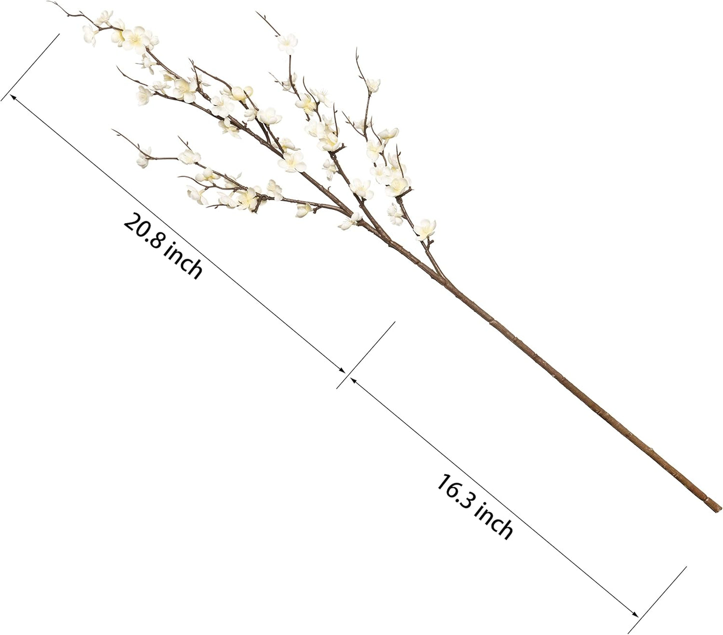 4Pcs Cherry Blossom Branches Artificial Flowers for Spring Summer Indoor Decoration,Faux Long Stem Artificial Flowers for Wedding Home Office Bedroom Party Table Centerpieces Decor(White)