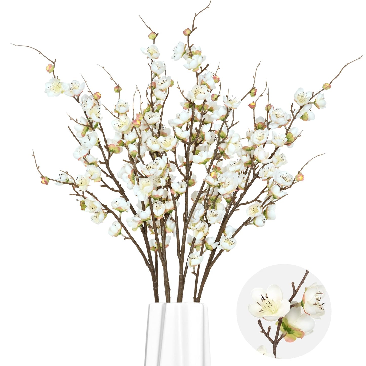Waipfaru 4 Pcs Faux Cherry Blossom Decor, 36'' Long Stem Artificial Flowers for Tall Vase, Cherry Blossom Tree Branches for Floral Arrangements Wedding Spring Decorations (Pink)