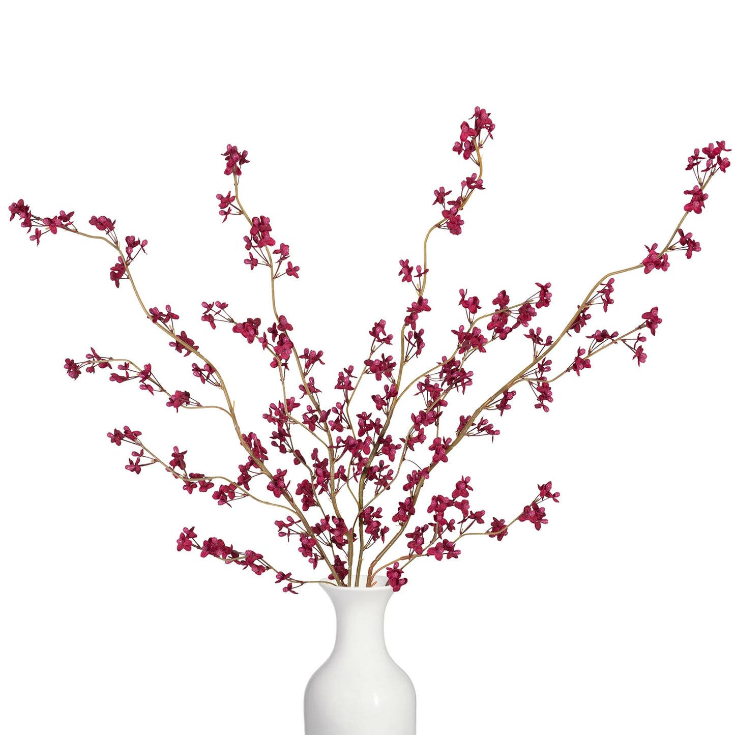 4Pcs Cherry Blossom Branches Artificial Flowers for Spring Summer Indoor Decoration,Faux Long Stem Artificial Flowers for Wedding Home Office Bedroom Party Table Centerpieces Decor(White)