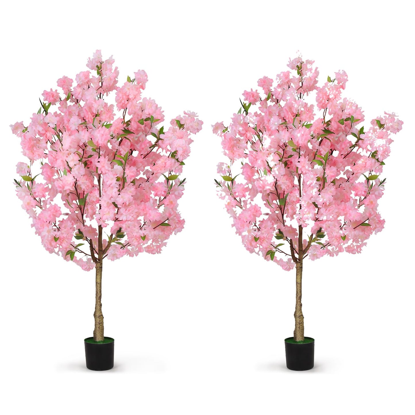 OUSHENG Artificial Cherry Blossom Tree, Fake Plants Indoor Decor, Faux Pink Sakura Flowers for Living Room Home House Entryway Bedroom Office Inside Decorations, 4FT
