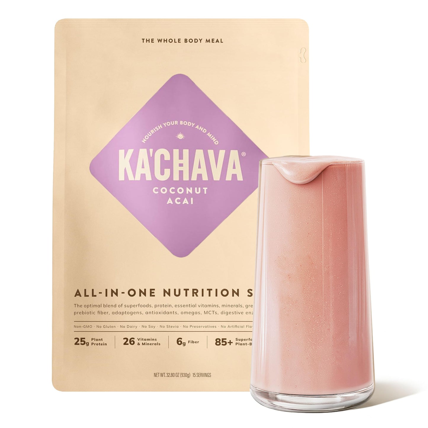 Ka’Chava Whole Body Meal Shake Chocolate 2 lb – Vegan Protein Powder with 85+ Superfoods & Greens – Plant-Based Meal Replacement with Probiotics & Digestive Enzymes – Gluten & Dairy Free (15 Servings)