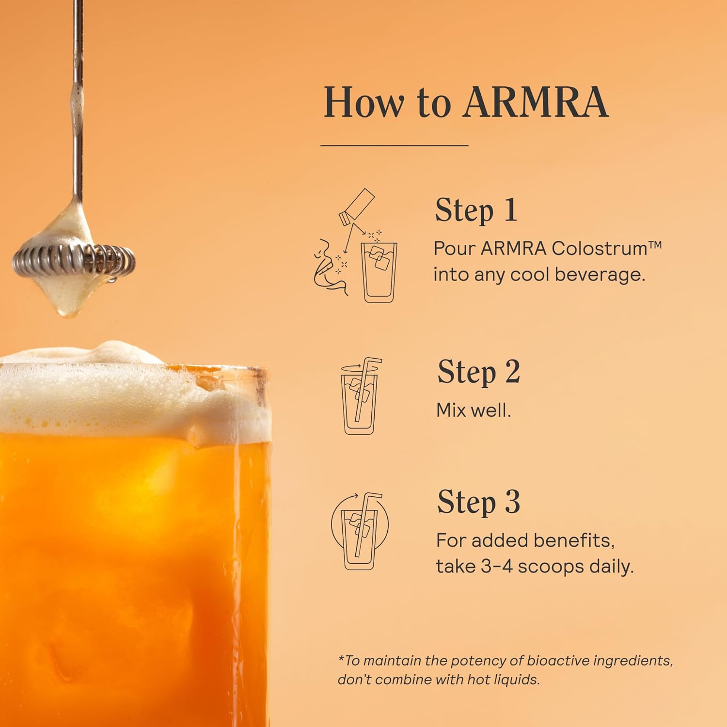 ARMRA Colostrum™ Powder | Blood Orange | Gut Health & Bloating | Skin & Hair | Immunity | Keto, Gluten & Fat-Free | 90 Servings