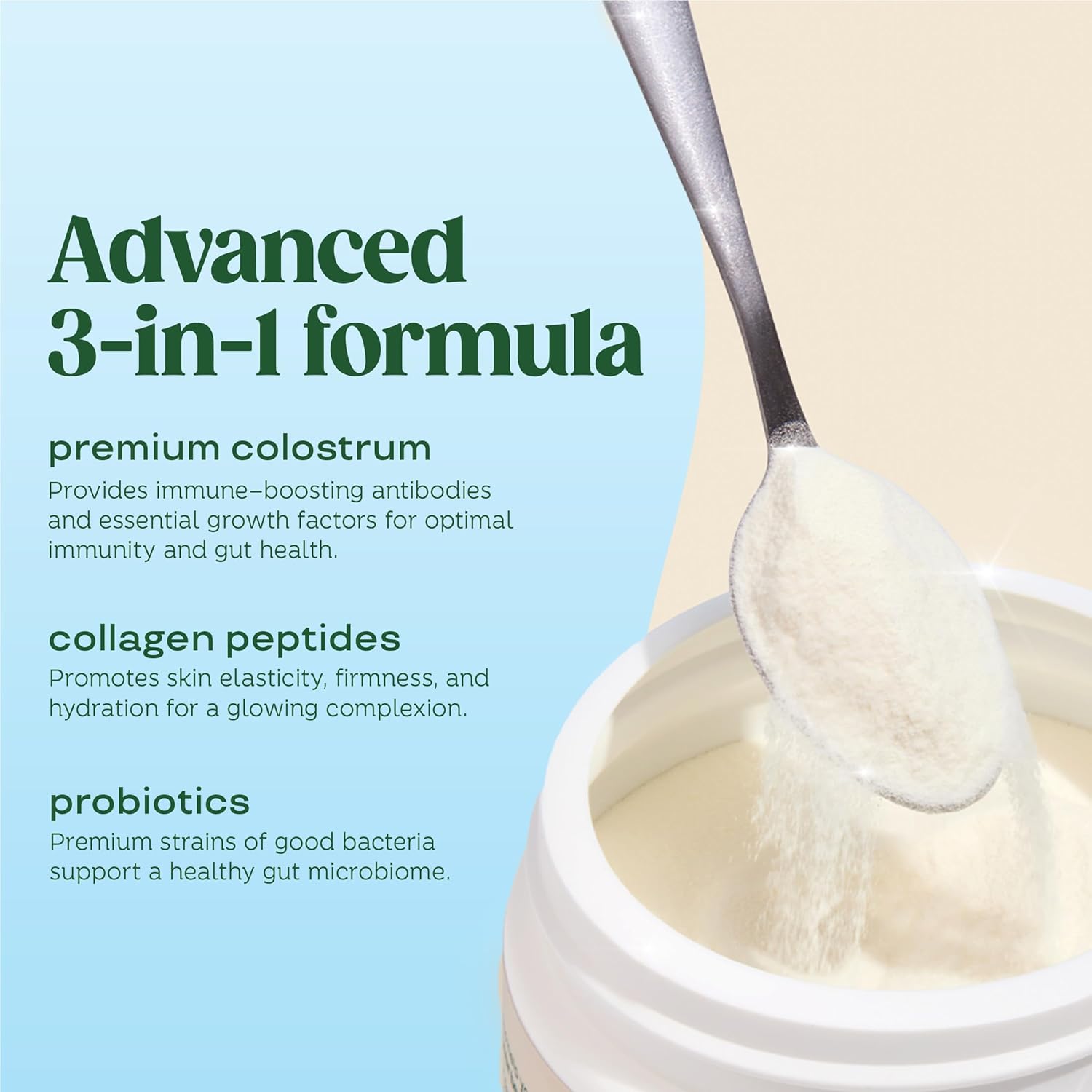 Bloom Nutrition Bovine Colostrum Powder with Vitamin B-12 for Gut Health, Immune Support, Hair Growth & Beauty Supplement | Unflavored, 25 Servings