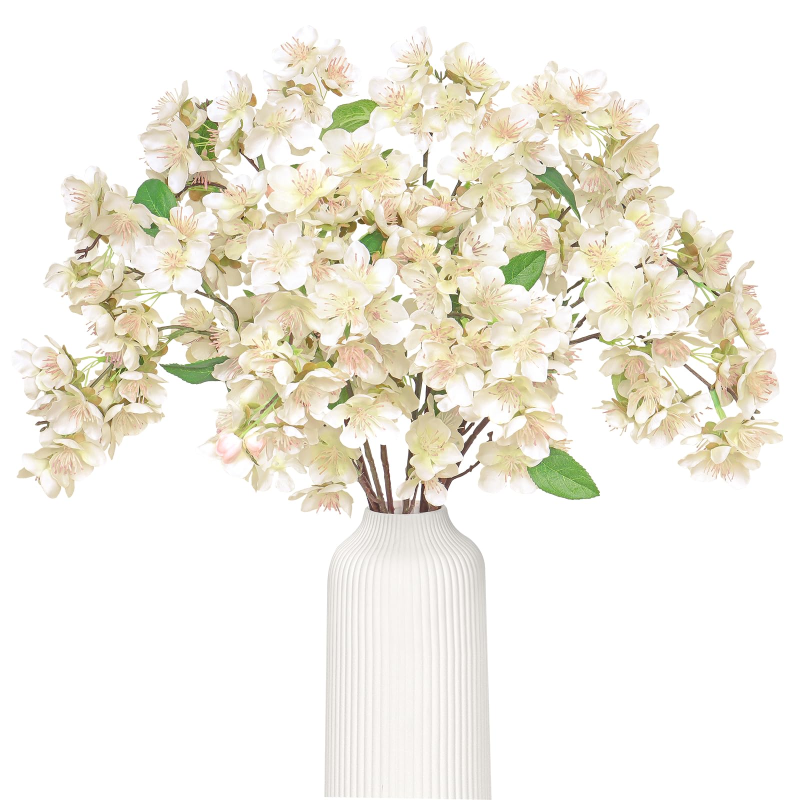 TOCHGREEN Artificial Cherry Blossom Branches 6PCS Fake Flowers Artificial Faux Silk Flowers Plum Tree Blossom Fake Plants Arrangement for Spring DIY Home Wedding Table Office Vase Decor (Pink)