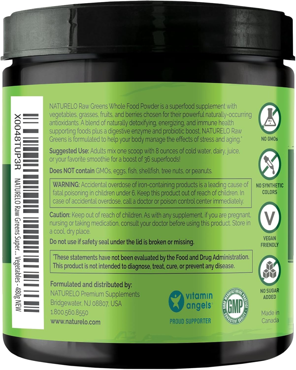 NATURELO Raw Greens Superfood Powder - Mixed Berry - Boost Energy, Detox, Enhance Health - Organic Spirulina - Wheat Grass - Whole Food Nutrition from Fruits & Vegetables - 480 Grams