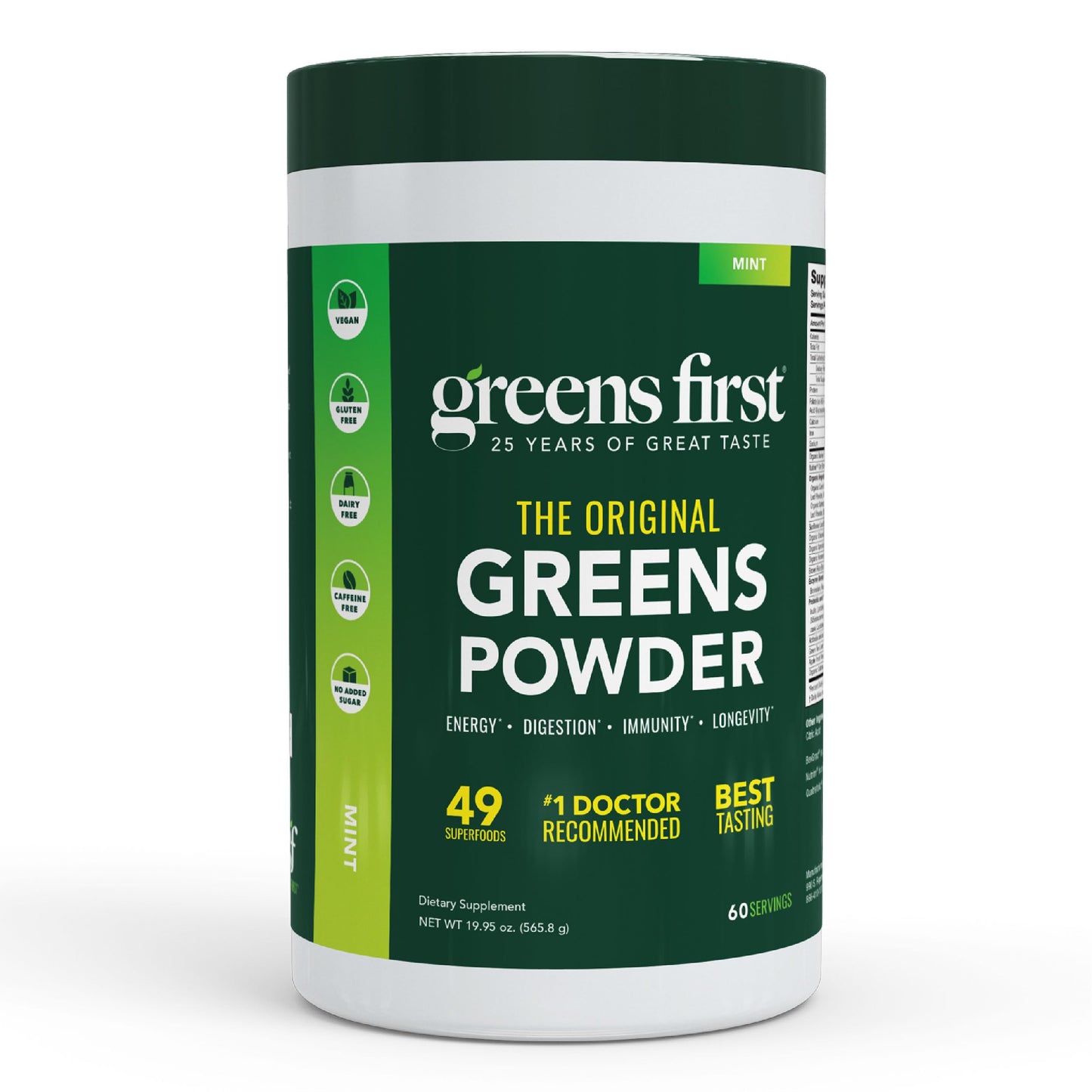 Greens First Original Greens Powder - 49 Superfoods - Organic Fruits & Veggies - Prebiotics, Probiotics & Digestive Enzymes - Antioxidant Smoothie - Dairy Free, Vegan & Non-GMO (Berry, 60 Servings)