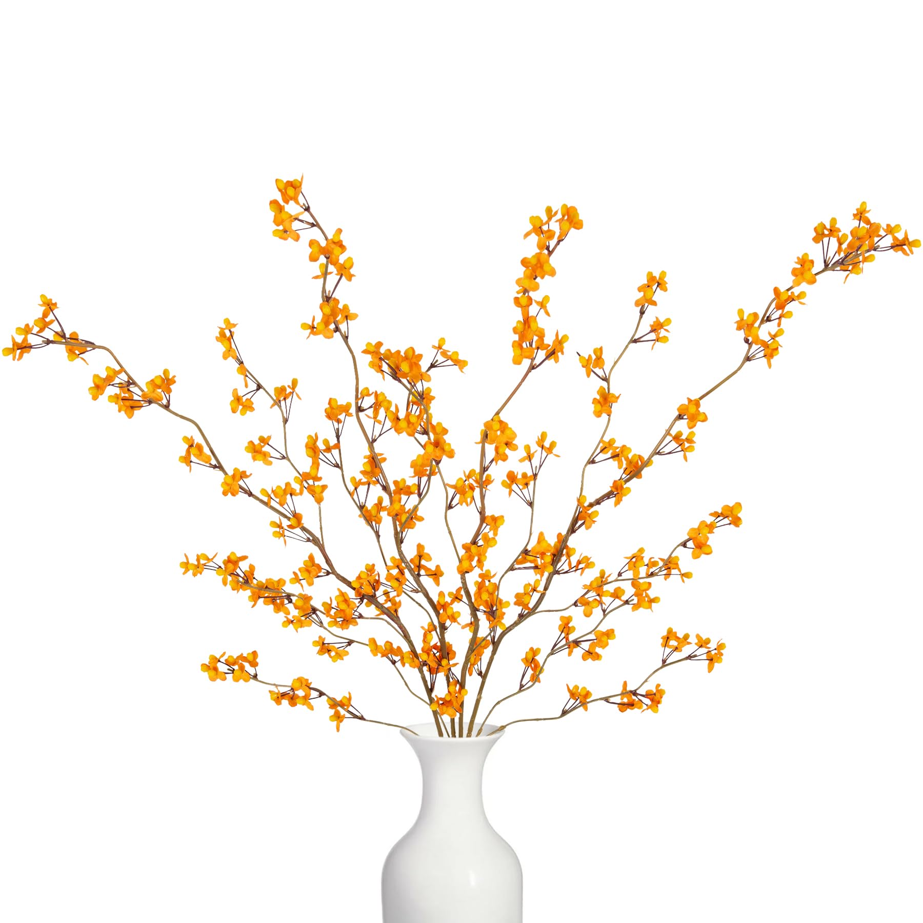 4Pcs Cherry Blossom Branches Artificial Flowers for Spring Summer Indoor Decoration,Faux Long Stem Artificial Flowers for Wedding Home Office Bedroom Party Table Centerpieces Decor(White)
