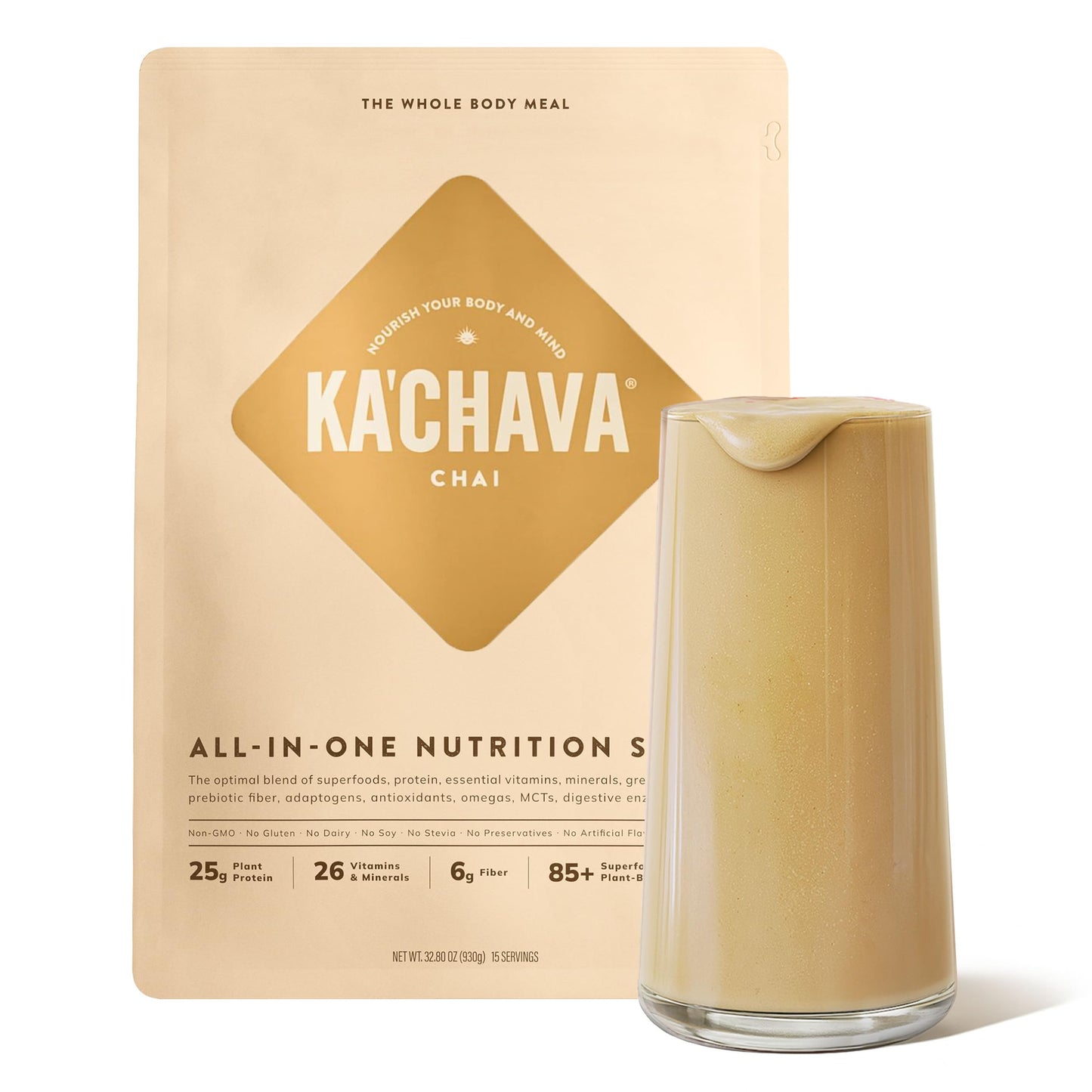 Ka’Chava Whole Body Meal Shake Chocolate 2 lb – Vegan Protein Powder with 85+ Superfoods & Greens – Plant-Based Meal Replacement with Probiotics & Digestive Enzymes – Gluten & Dairy Free (15 Servings)
