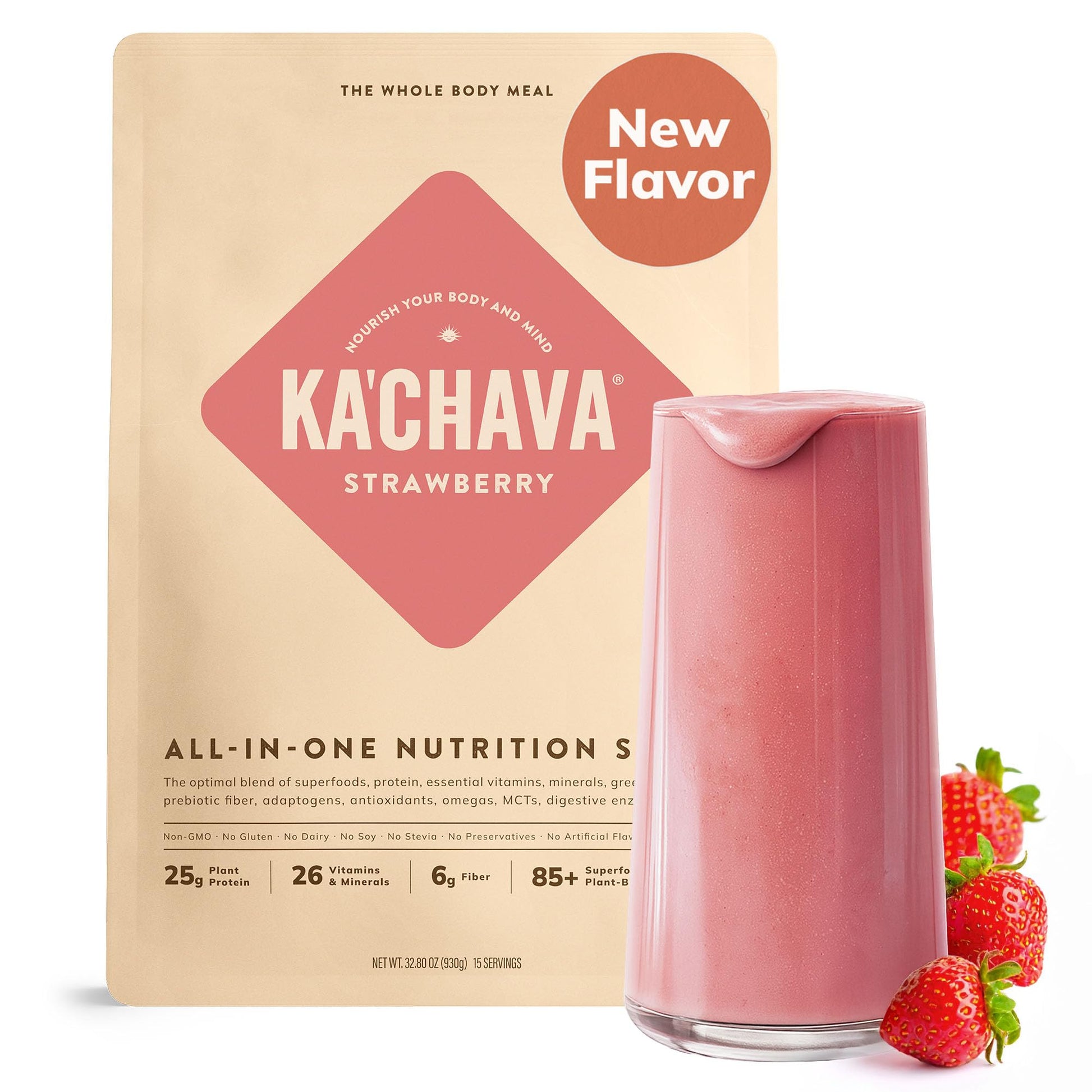 Ka’Chava Whole Body Meal Shake Chocolate 2 lb – Vegan Protein Powder with 85+ Superfoods & Greens – Plant-Based Meal Replacement with Probiotics & Digestive Enzymes – Gluten & Dairy Free (15 Servings)
