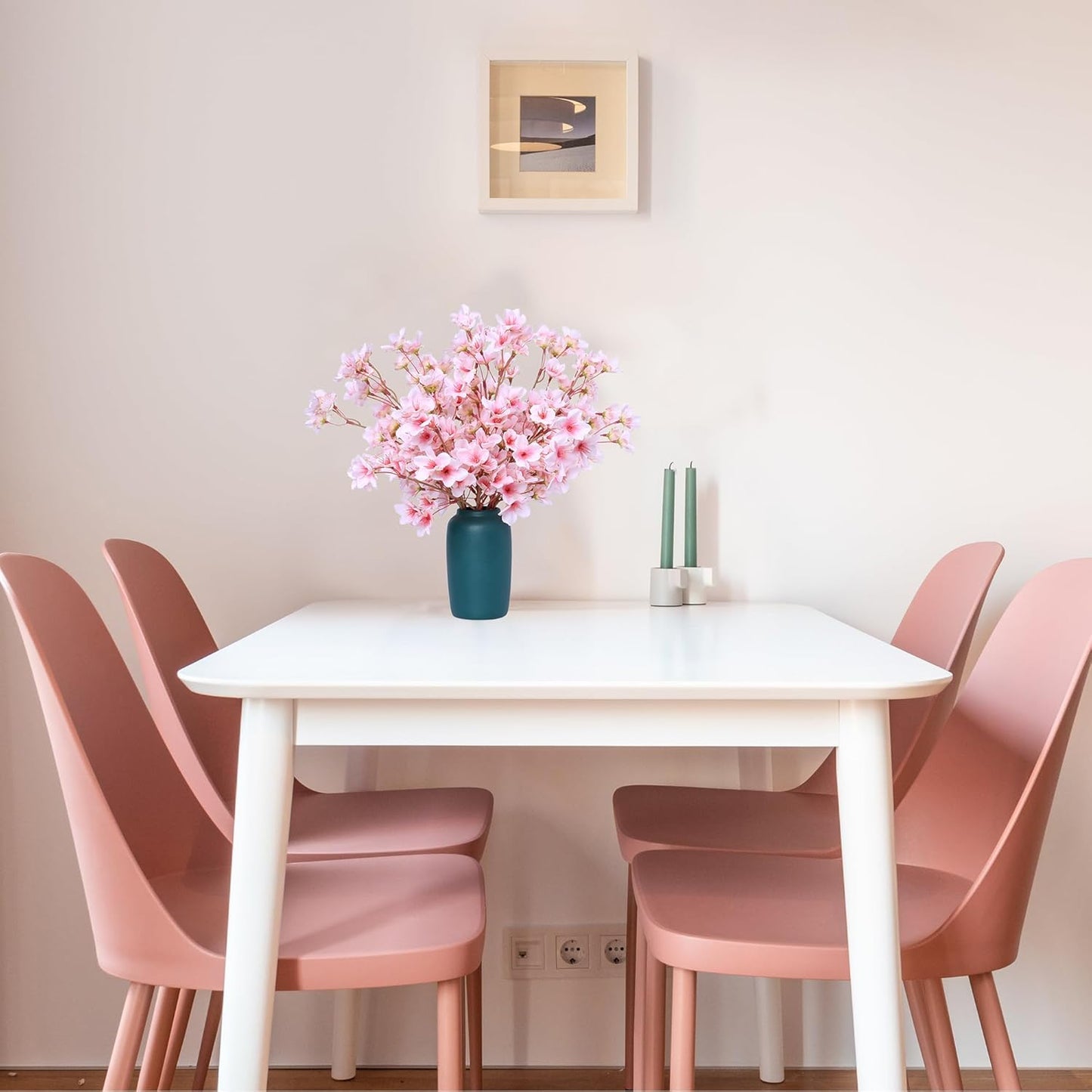 SITUMEIZI 6Pcs Artificial Cherry Blossom Branches Decor Fake Flowers 16" Silk Faux Flowers for Decoration Spring Peach Bouquet Home Wedding Bedroom Party Japanese Garden Table Centerpiece Decor(Pink)