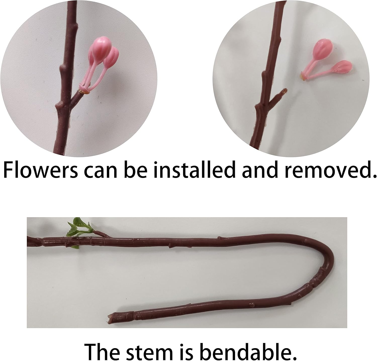 ATFL Plum Blossom Flowers,6 Pcs Artificial Pink Cherry Blossom Silk Flowers,Fake Cherry Blossom Stems,Faux Cherry Blossom Branches for Vase for Home Decor(Pink)