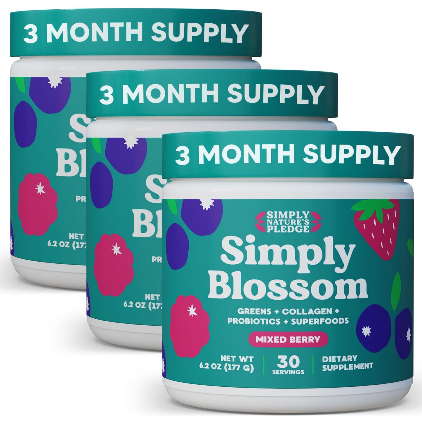 Simply Blossom Nutrition - Daily Greens & Superfood Powder + Collagen + Probiotics for Women's Digestive Health & Bloating Relief. Help Your Health Bloom - 30 Day Supply