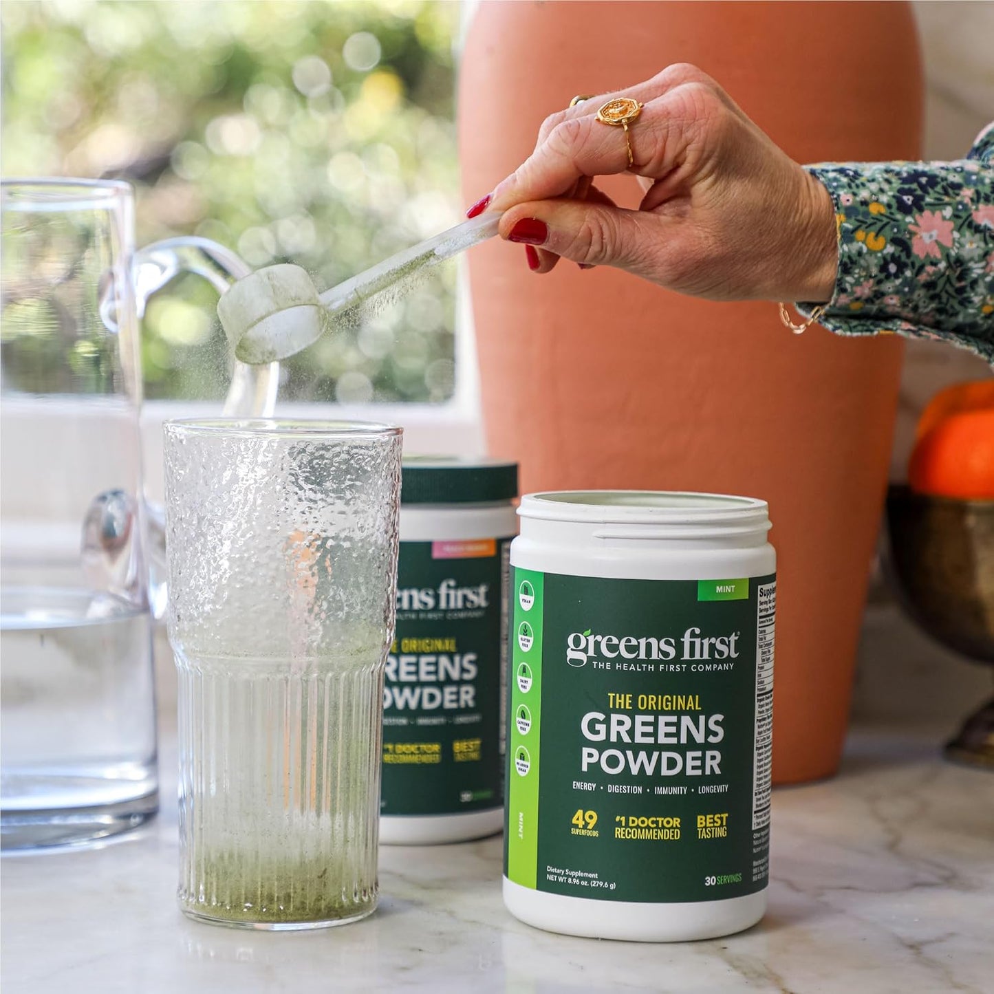 Greens First Original Greens Powder - 49 Superfoods - Organic Fruits & Veggies - Prebiotics, Probiotics & Digestive Enzymes - Antioxidant Smoothie - Dairy Free, Vegan & Non-GMO (Berry, 60 Servings)