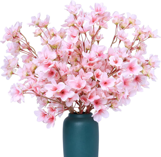 SITUMEIZI 6Pcs Artificial Cherry Blossom Branches Decor Fake Flowers 16" Silk Faux Flowers for Decoration Spring Peach Bouquet Home Wedding Bedroom Party Japanese Garden Table Centerpiece Decor(Pink)