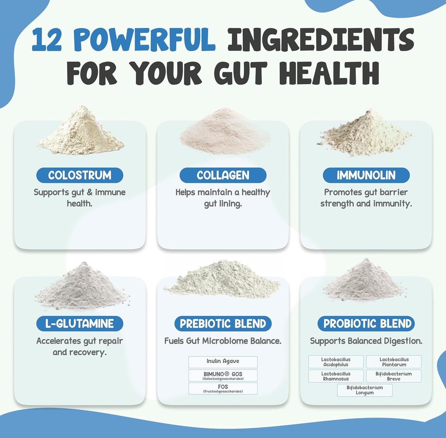 Bovine Colostrum+ Powder for Gut Health & Digestion - 12-in-1 Formula for Bloating, Immune Support & Energy - with 45% IgG ImmunoLin, Probiotics, Prebiotics, Collagen & L-Glutamine