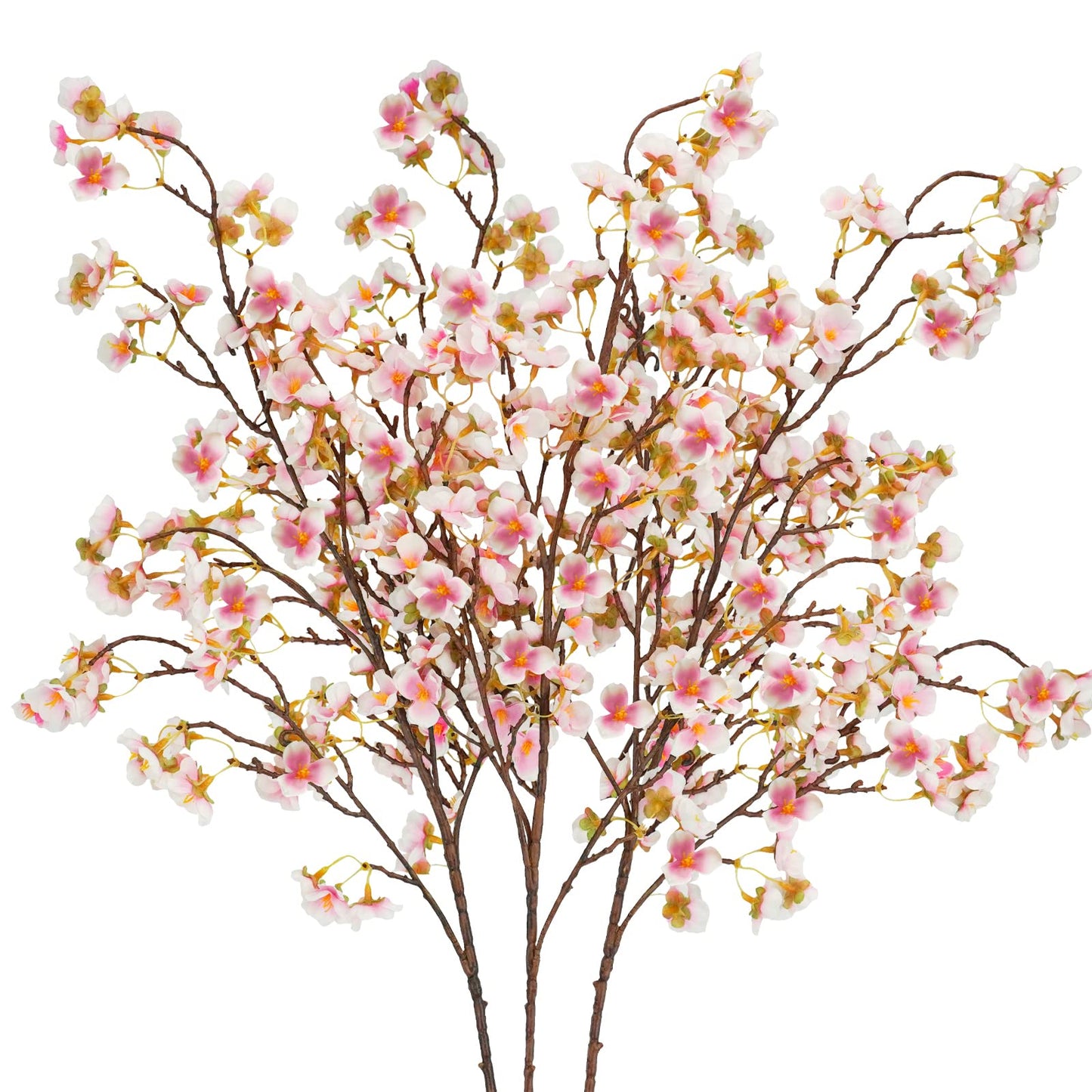 Uieke 4Pcs Artificial Cherry Blossom Flower, Silk Peach Flowers Fake Plants Arrangement for DIY Garden Home Wedding Party Decor Pink