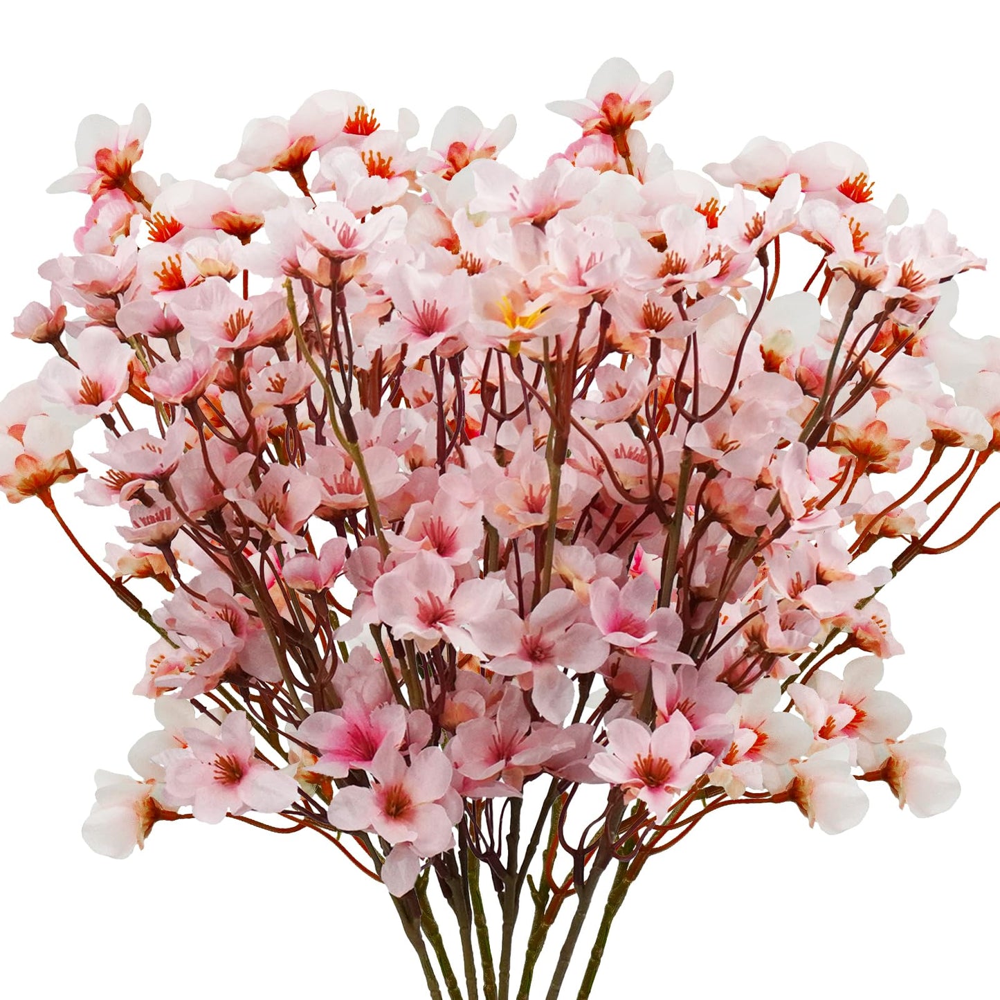 Uieke 4Pcs Artificial Cherry Blossom Flower, Silk Peach Flowers Fake Plants Arrangement for DIY Garden Home Wedding Party Decor Pink