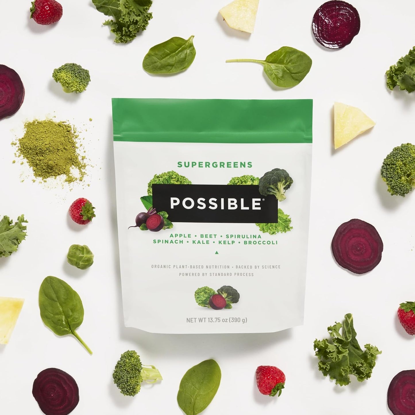 Possible SuperGreens - Superfoods Powder Mix with 23 Whole Food Ingredients - Vegan, Organic, Plant-Based Wellness - Gluten-Free, USDA Organic - Clean Label - 1 Bag, 30 Servings