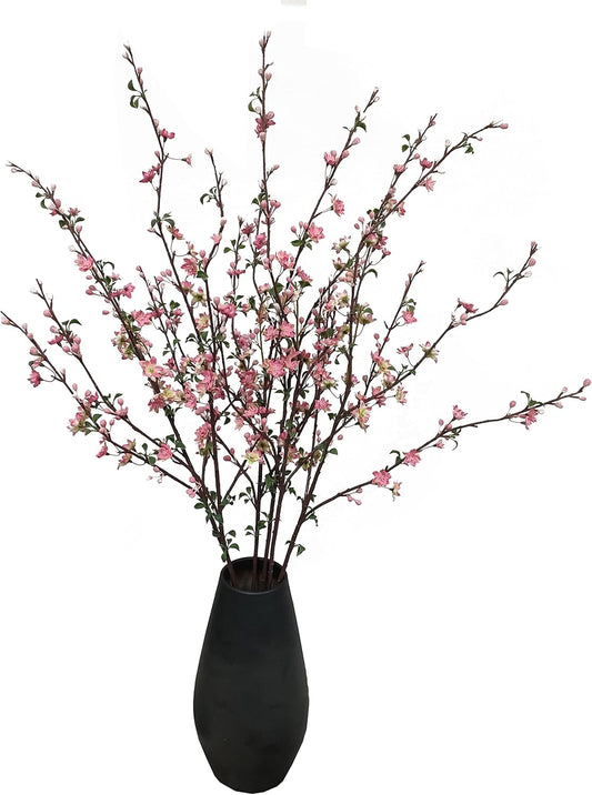 ATFL Plum Blossom Flowers,6 Pcs Artificial Pink Cherry Blossom Silk Flowers,Fake Cherry Blossom Stems,Faux Cherry Blossom Branches for Vase for Home Decor(Pink)