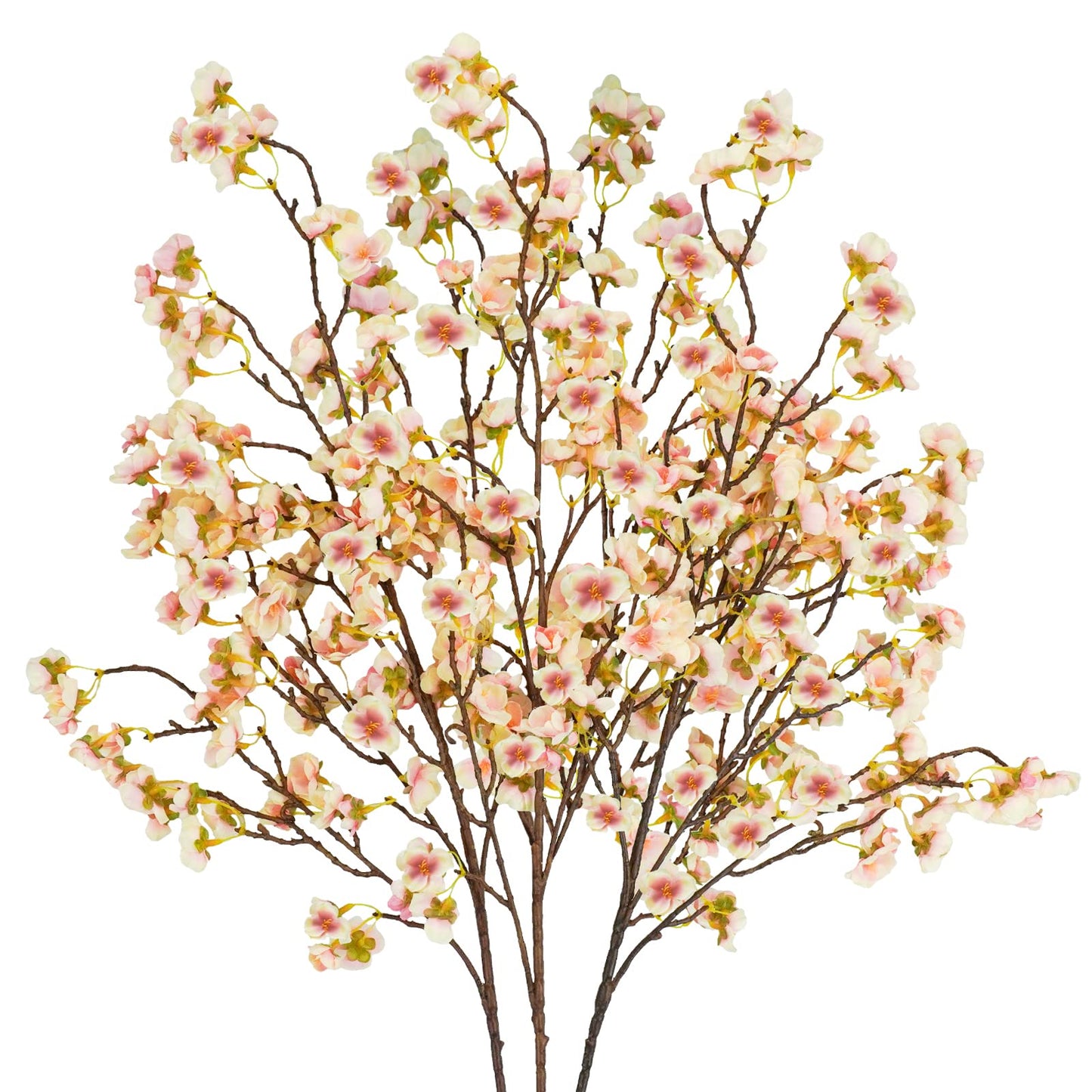 Uieke 4Pcs Artificial Cherry Blossom Flower, Silk Peach Flowers Fake Plants Arrangement for DIY Garden Home Wedding Party Decor Pink