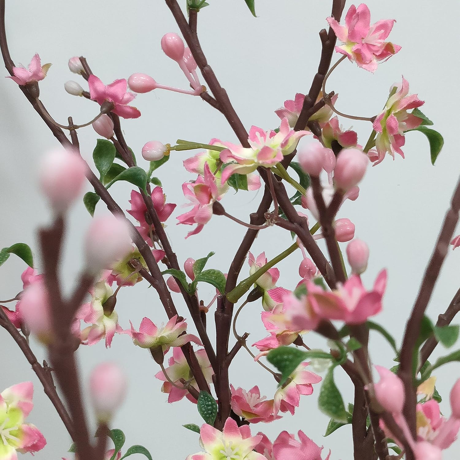 ATFL Plum Blossom Flowers,6 Pcs Artificial Pink Cherry Blossom Silk Flowers,Fake Cherry Blossom Stems,Faux Cherry Blossom Branches for Vase for Home Decor(Pink)